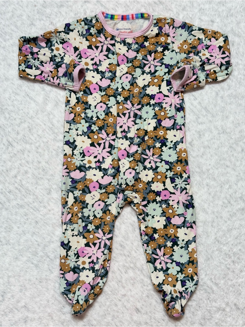 Magnetic Me Pink Floral Footie Sleeper 3-6M Baby Girl Modal Bloom Botanical